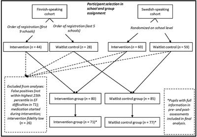 School-based group intervention in attention and executive functions: Intervention response and moderators